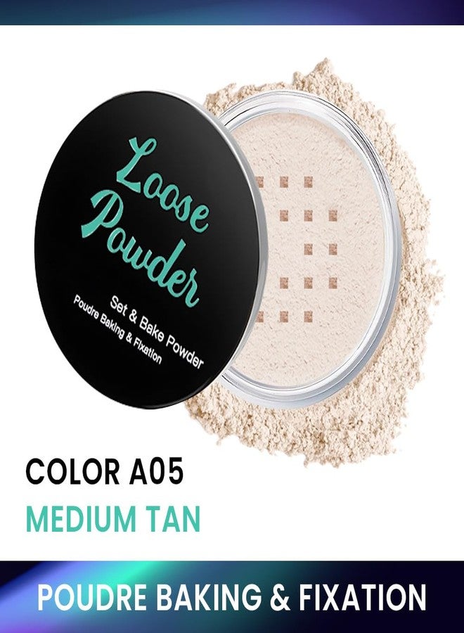 QIDSTERS Loose Setting Powder - Translucent Finishing Powder for Face With Built-in Puff, Oil Control & Pore Blurring, Soft Matte Makeup, Vegan & Long Lasting, Medium Tan 05 (0.21 oz) - Image 2