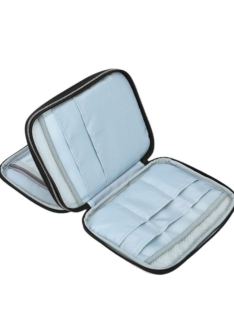 SYOSI Knitting Needle Case, Double Layer Travel Knitting Organizer Storage, Portable Travel Crochet Hooks Storage Bag with Net Pocket and Holder Slots for Crochet Needle Knitting Crochet (Gray) - Image 1