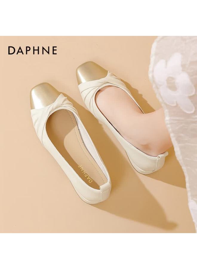 Daphne Women's Shallow Mouth Flats Spring Mary Jane Low Heel Shoes Fairy Style Light Gold Size 40 - Image 2