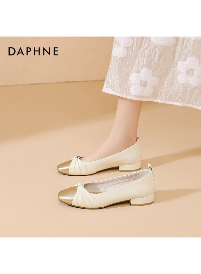 Daphne Women's Shallow Mouth Flats Spring Mary Jane Low Heel Shoes Fairy Style Light Gold Size 40 - Image 4