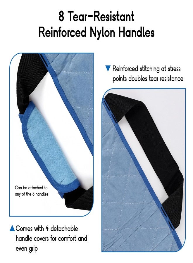 CoolShields وسادة سرير CoolShields لتحديد الوضعيات، مزودة بـ 8 مقابض معززة، مقاس 34 بوصة × 52 بوصة، قابلة للغسل ومقاومة للماء، تُستخدم لنقل المرضى وتقليبهم ورفعهم، بما في ذلك كبار السن والمرضى طريحي الفراش ومرضى سلس البول. - Image 4