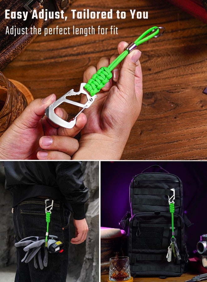 KeyUnity KC04 Paracord Keychain Carabiner Clip, Braided Lanyard with Stainless Steel Key Ring and Bead for Hanging Bottles (Black) - Image 3