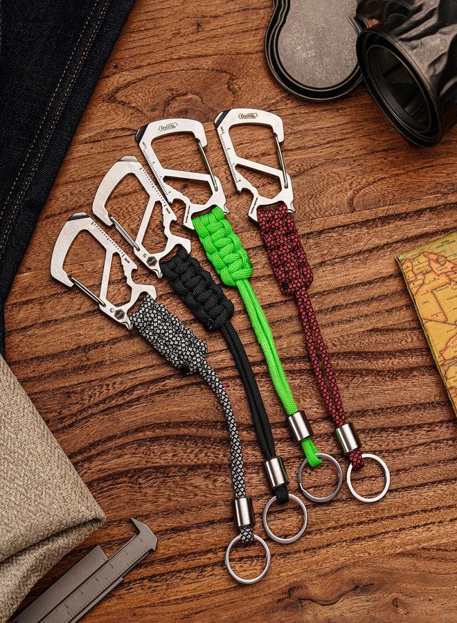KeyUnity KC04 Paracord Keychain Carabiner Clip, Braided Lanyard with Stainless Steel Key Ring and Bead for Hanging Bottles (Black) - Image 4