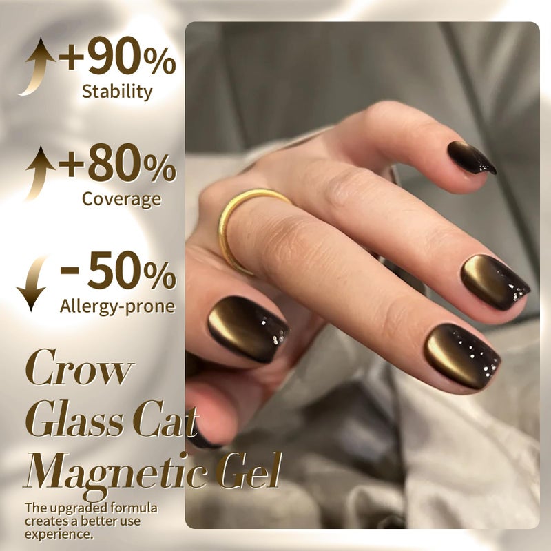BORN PRETTY Cat Magnetic Eye Gel Nail Polish,Brown Jelly Glass Magnetic Gel Polish, Crow Glitter Soak Off Nail Art Salon Manicure Home Gift 15ml - Image 5
