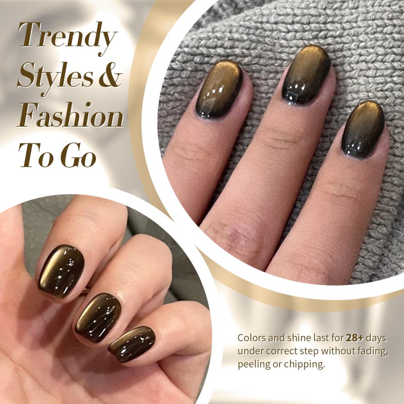 BORN PRETTY Cat Magnetic Eye Gel Nail Polish,Brown Jelly Glass Magnetic Gel Polish, Crow Glitter Soak Off Nail Art Salon Manicure Home Gift 15ml - Image 4