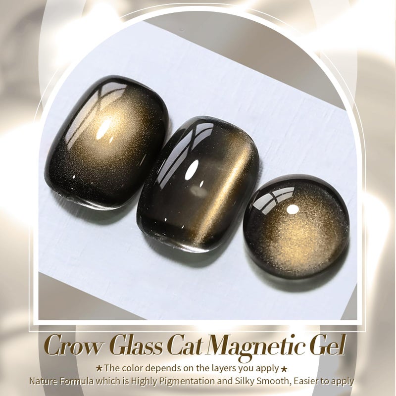 BORN PRETTY Cat Magnetic Eye Gel Nail Polish,Brown Jelly Glass Magnetic Gel Polish, Crow Glitter Soak Off Nail Art Salon Manicure Home Gift 15ml - Image 2