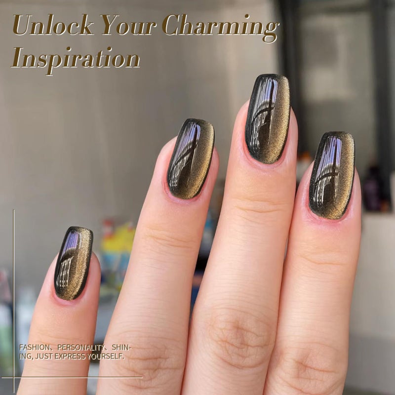 BORN PRETTY Cat Magnetic Eye Gel Nail Polish,Brown Jelly Glass Magnetic Gel Polish, Crow Glitter Soak Off Nail Art Salon Manicure Home Gift 15ml - Image 3