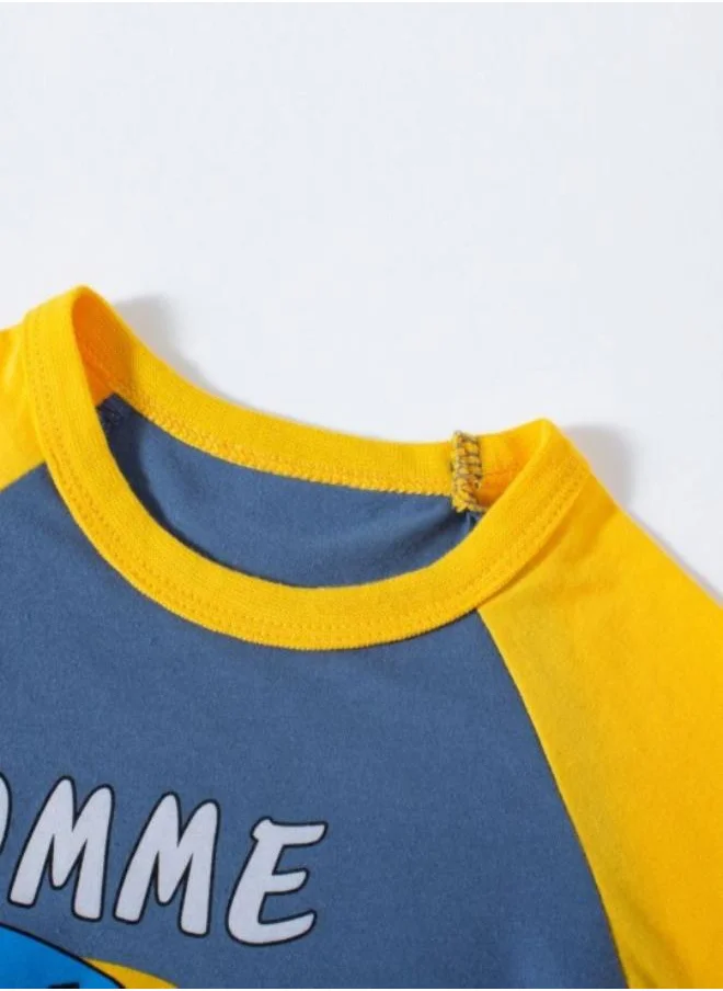 يونيكي Blue Printed Short Sleeve Crew Neck T-Shirt