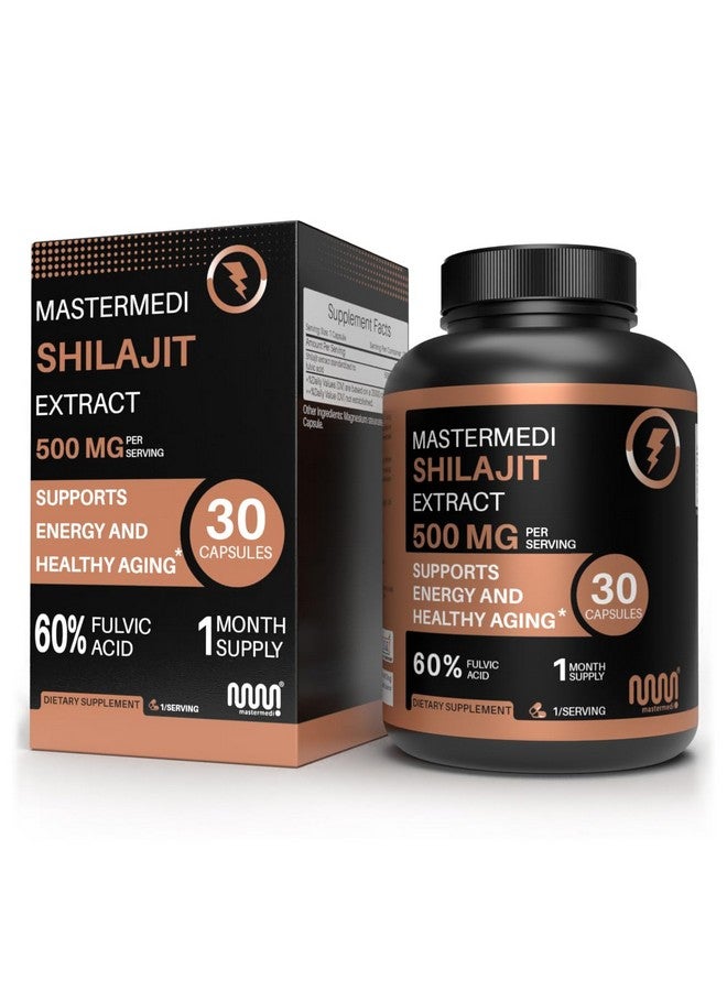 MasterMedi Himalayan Shilajit 500MG Per Serving, Capsules 30 Count with Fulvic Acid & Trace Minerals for Enhanced Energy and Immune Support Men & Women (1 Month Supply) - Image 1