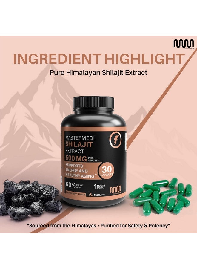MasterMedi Himalayan Shilajit 500MG Per Serving, Capsules 30 Count with Fulvic Acid & Trace Minerals for Enhanced Energy and Immune Support Men & Women (1 Month Supply) - Image 3