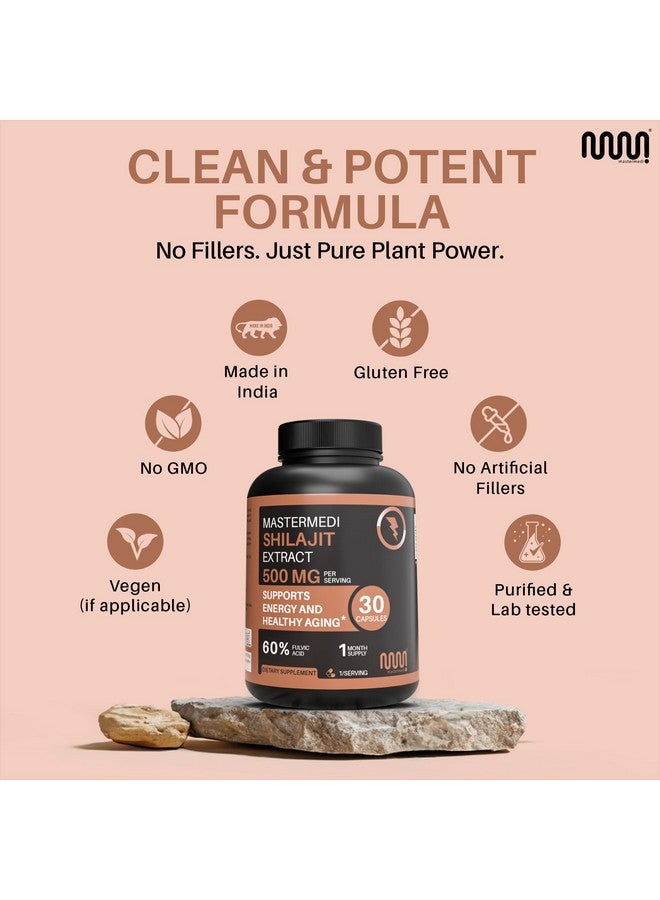 MasterMedi Himalayan Shilajit 500MG Per Serving, Capsules 30 Count with Fulvic Acid & Trace Minerals for Enhanced Energy and Immune Support Men & Women (1 Month Supply) - Image 2