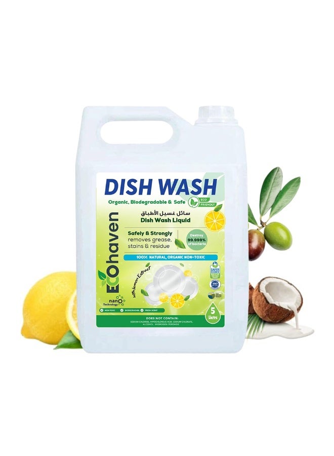 Ecohaven Organic Dish Wash, Natural Grease Remover, Non-Toxic Dishwashing Liquid, Eco-Friendly Dish Soap, Plant-Based Dish Cleaner, Biodegradable Formula, Safe for Hands (5 liters) - Image 2