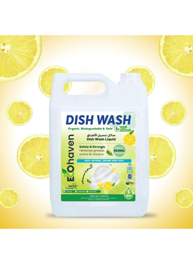 Ecohaven Organic Dish Wash, Natural Grease Remover, Non-Toxic Dishwashing Liquid, Eco-Friendly Dish Soap, Plant-Based Dish Cleaner, Biodegradable Formula, Safe for Hands (5 liters) - Image 3