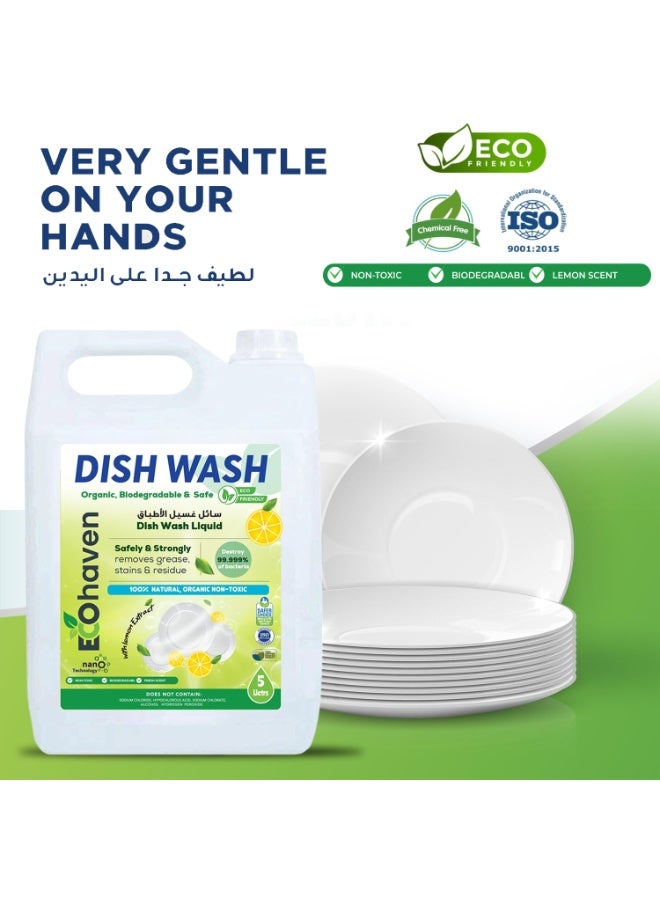 Ecohaven Organic Dish Wash, Natural Grease Remover, Non-Toxic Dishwashing Liquid, Eco-Friendly Dish Soap, Plant-Based Dish Cleaner, Biodegradable Formula, Safe for Hands (5 liters) - Image 4
