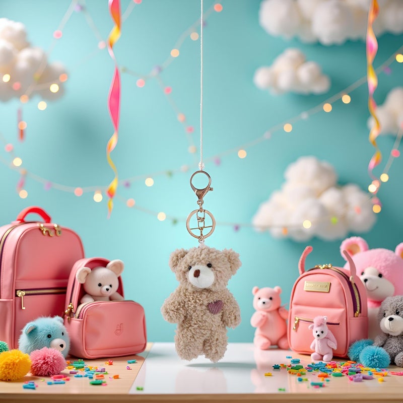 Galepromot Brown Bear Pink Heart Plush Stuffed Keychain For Backpack, Plush Soft Cotton Key Chain For DIY Keychain Crafts Stuffed Animals,Car Accessories - Image 5