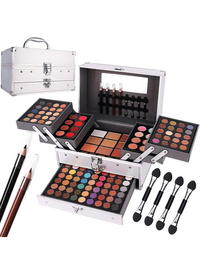 MISS ROSE M 132 Color All In One Makeup Kit,Professional Makeup Case Set for Teen Girls, Multicolor Eyeshadow Palette(006N2-Silver)  - Image 1