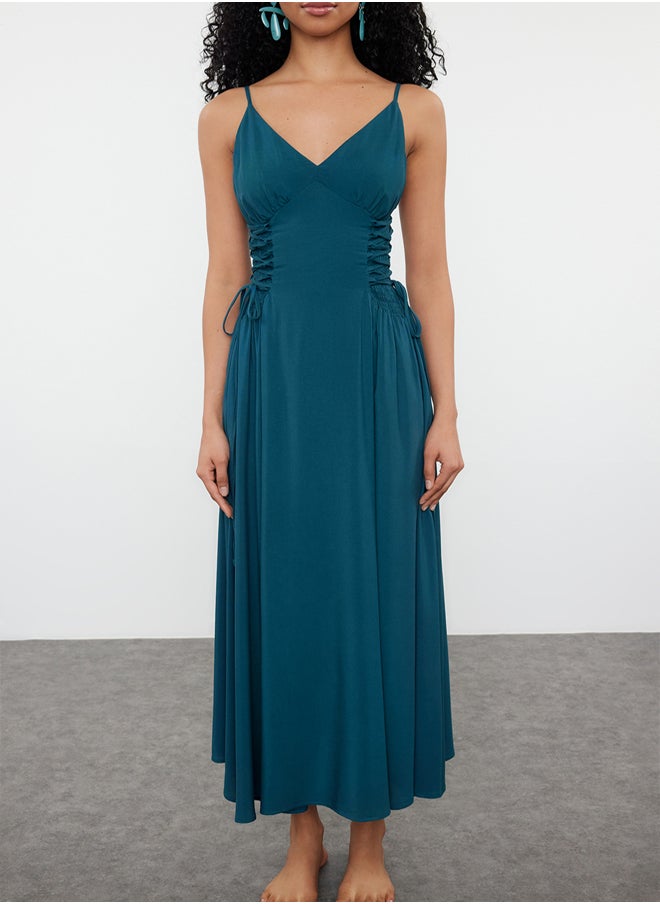 trendyol - Petrol Maxi Woven Beach Dress TBESS24EL00098 - Image 1