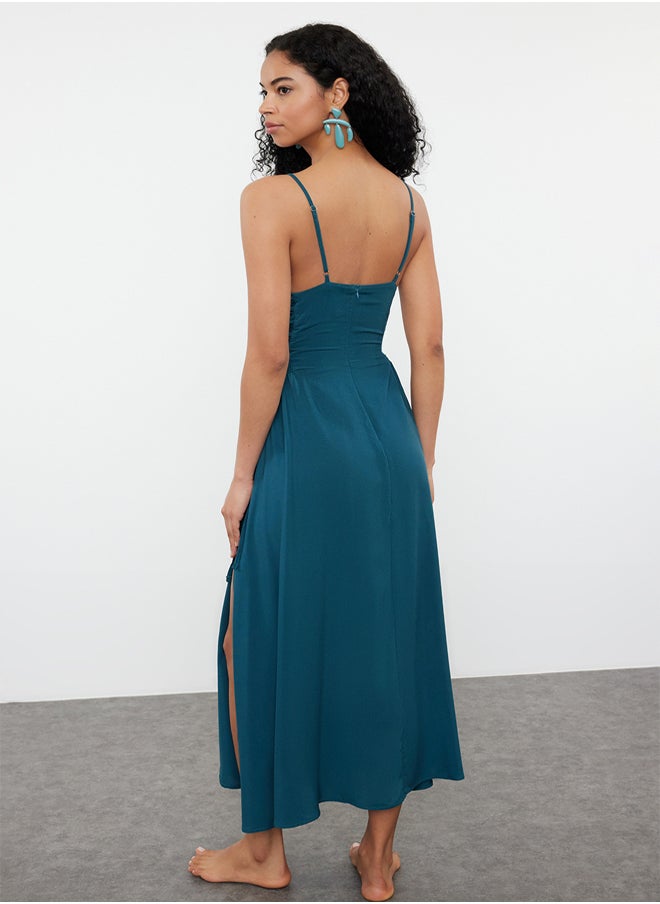 trendyol - Petrol Maxi Woven Beach Dress TBESS24EL00098 - Image 1