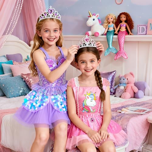 STOPKLAS Princess Dress Up CLothes with Princess Shoes Kids Dress Up Pretend Play Costumes for Little Girls Mermaid Unicorn Dress Up Toys Set for Toddlers Christmas Birthday Gifts for 36 Role Play - Image 5
