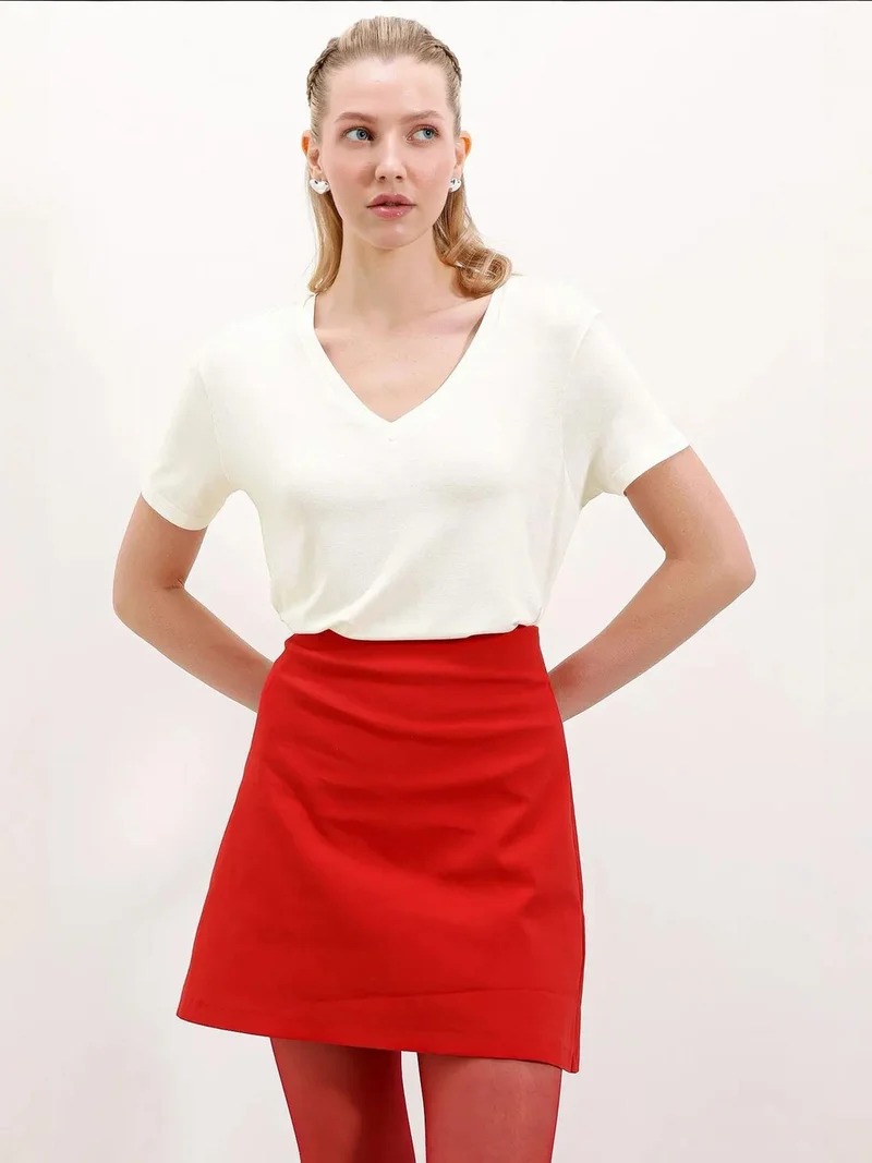 بيغ دارت تيشيرت محبوك بياقة على شكل حرف  كبير الحجم من