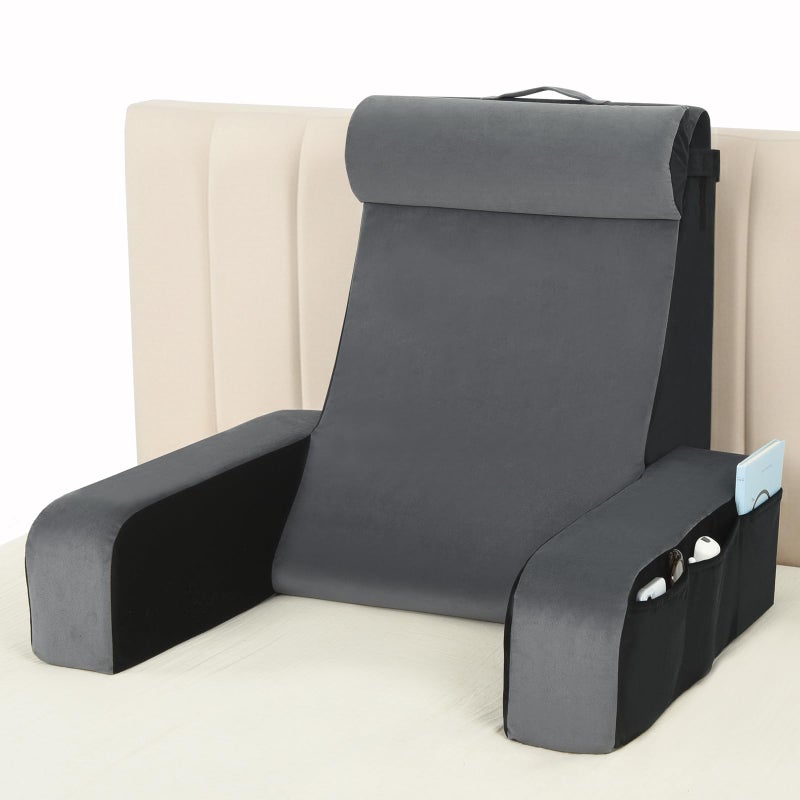 Vekkia 21" Reading Pillow for Bed Sitting Up â€“ 60Â° Ergonomic Wedge Back Support with Adjustable Arms & Headrest, XL Side Pockets, Bed Chair for TV, Gaming, Working, Nursing, Recovery - Image 1