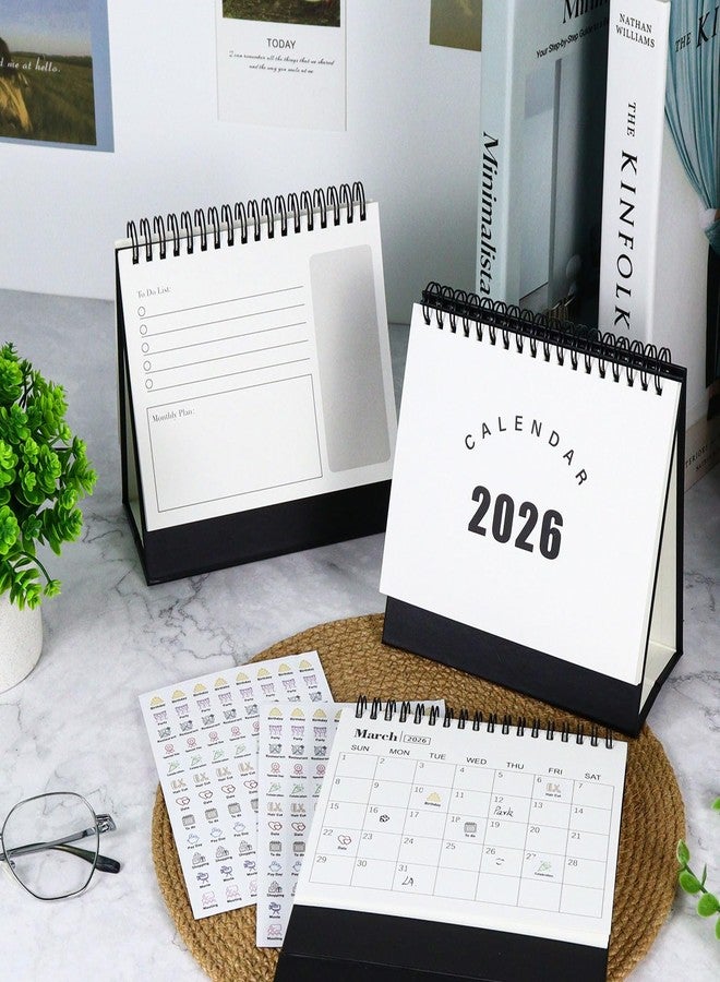 Multibey Desk Calendar 2025-2026, Small Flip Desktop Calendar 6.5" x 6.5", July 2025-Dec 2026, 18-Month Stand Paper Calendar with To-Do Lists & 2 Sheets Stickers (Black) - Image 2