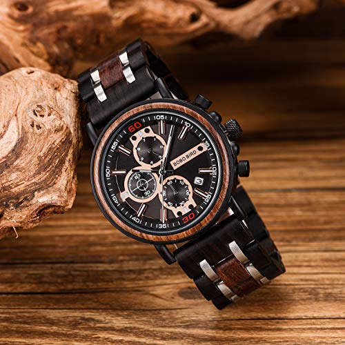 BOBO BIRD S18-1 Personalized Engraved Wood Watch Customized Wooden Watches for Husband Boyfriend Birthday Anniversary (Man-1) - Image 5