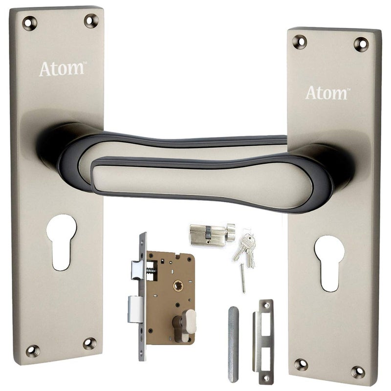 Atom Heavy Duty Mortise Door Lock with One Sided Key for Bedroom, Living Room, Main Door, Silver Satin Finish | 3 Keys | Lockset for House Hotel Office(O43CYOSK) - Image 4