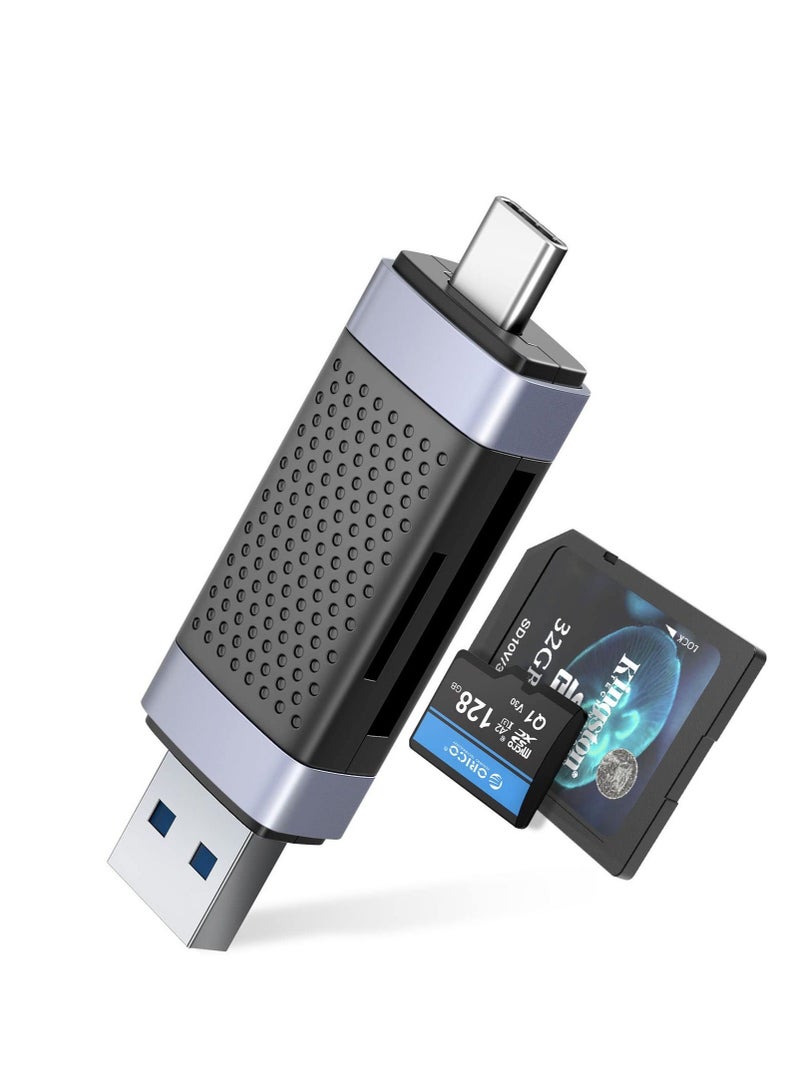 Captaintech SYOSI SD Card Reader, USB 3.0 Card Adapter Portable 2 Slots for TF SD Micro SD, USB C Memory Card Reader Adapter Compatible for MacOS Windows Linux PC Laptop Smartphone - Image 1