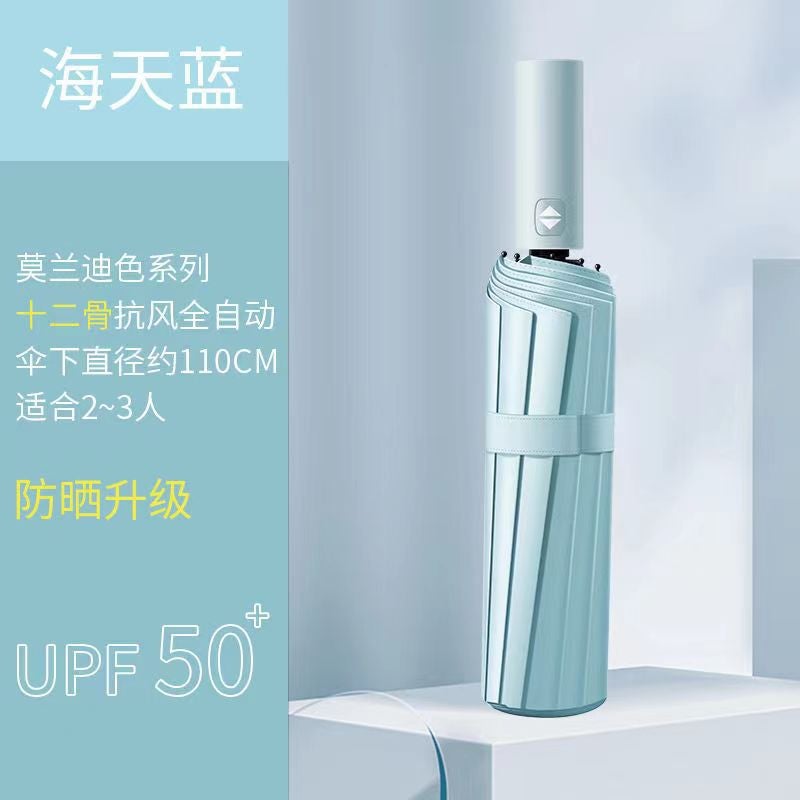 Generic Full-Automatic Folding Umbrella 12-Bone Men's Large Double Women's Sunshade Anti-Sun Umbrella Advertising Umbrella - Image 3