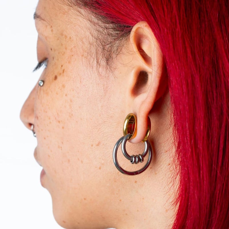 Pierced Owl Gold Plated Stainless Steel Double Flared Tunnel Plug Earrings, Sold as a Pair (6mm (2GA)) - Image 4