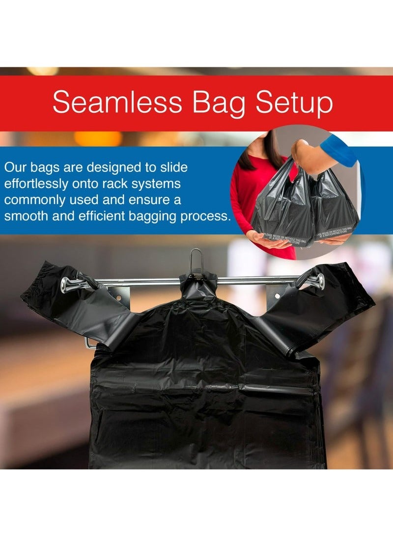 TAYRAN 100 T-shirt Plastic Bags, Garbage Bags with Handles, Grocery Bags, Shopping Bags,Restaurant Bags, Thick and Durable (Black, 60cm*40cm)  - Image 3