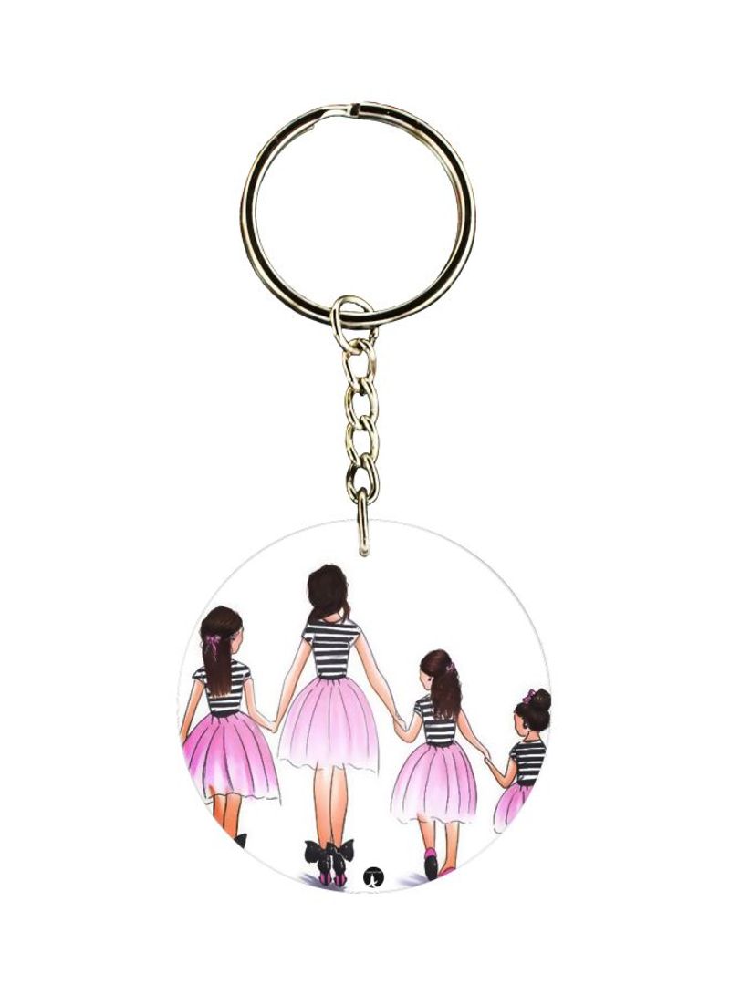 Mom And Children Printed Dual Sided Keychain