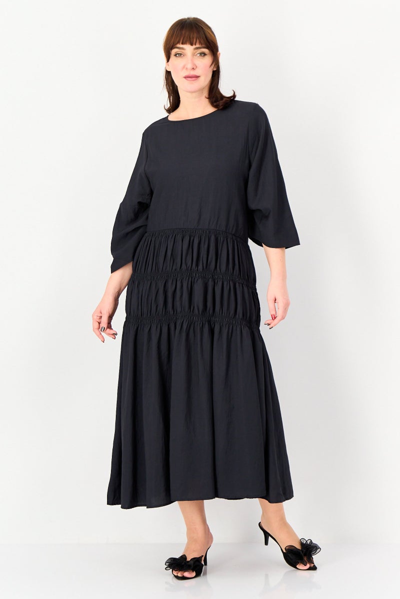 Kathy Ireland Women Solid Maxi Dress, Black - Image 1