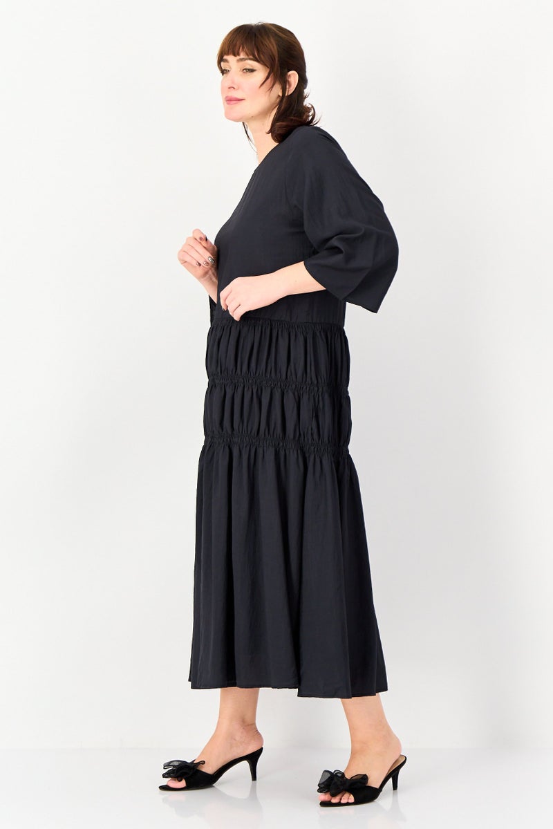 Kathy Ireland Women Solid Maxi Dress, Black - Image 3