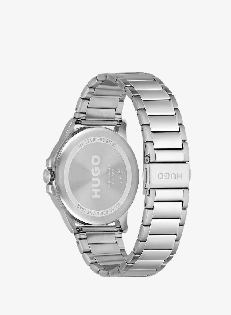 HUGO Mens Analog Quartz Watch Collection With Silver Stainless Steel Bracelet - 1530246