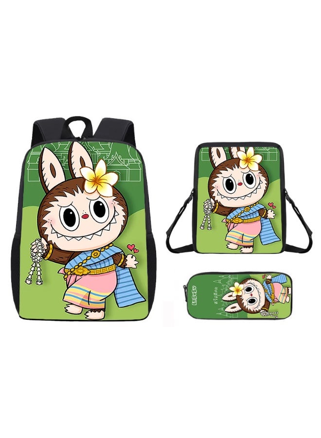 LABUBU Lightweight Primary School Bag Labubu Cute Printed Cartoon Anime Children's Backpack 42*29*16CM+Lunch Bag 26*18*6CM+Pen Bag 11*22*2.5CM - Image 1
