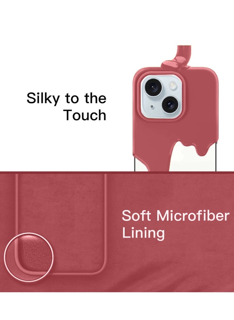Techie Soft Smooth Silicone Back Cover Case with Built-in Magnetic, inner side Microfiber Lining for Apple iPhone 15 Plus  – Red - Image 2