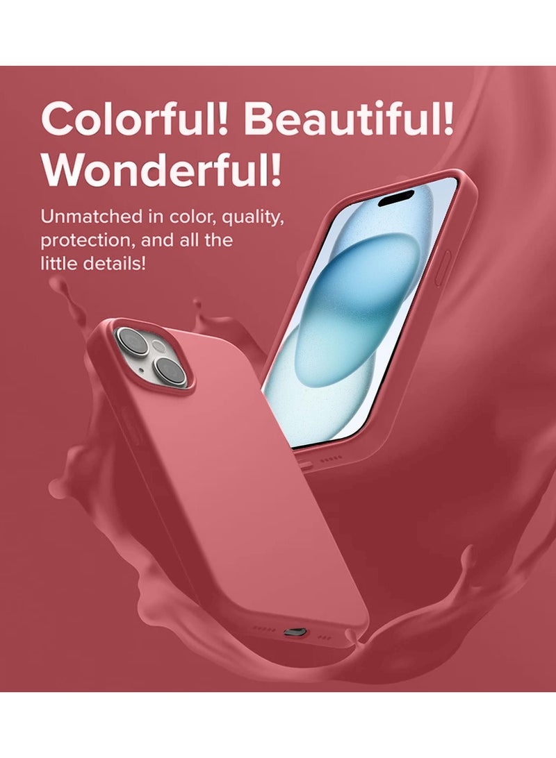 Techie Soft Smooth Silicone Back Cover Case with Built-in Magnetic, inner side Microfiber Lining for Apple iPhone 15 Plus  – Red - Image 4