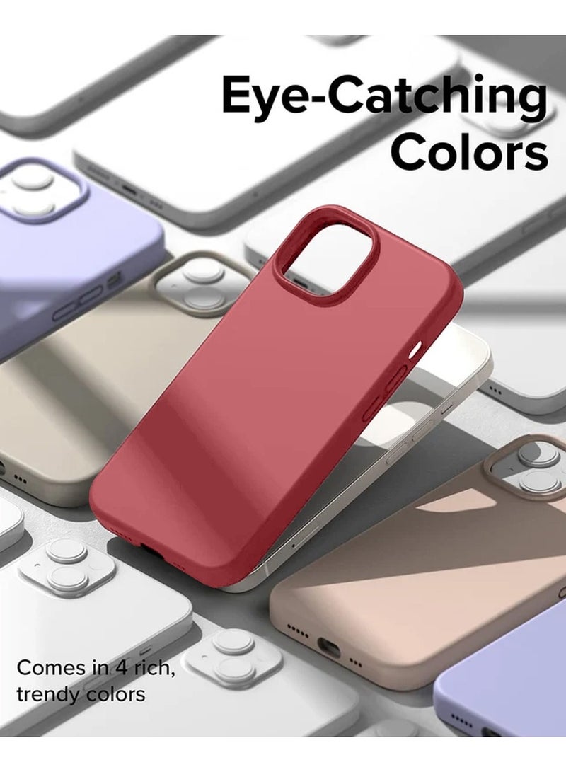 Techie Soft Smooth Silicone Back Cover Case with Built-in Magnetic, inner side Microfiber Lining for Apple iPhone 15 Plus  – Red - Image 5