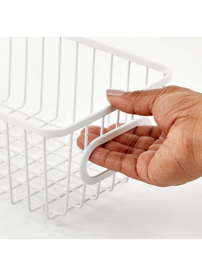 Go Hooked Multipurpose 10" Metal Bathroom Storage Organizer Basket Bin - Modern Wire Grid Design - for Organization in Cabinets, on Countertops, Bedroom, Kitchen, Bathroom, Garage (Pack of 3, White) - Image 3