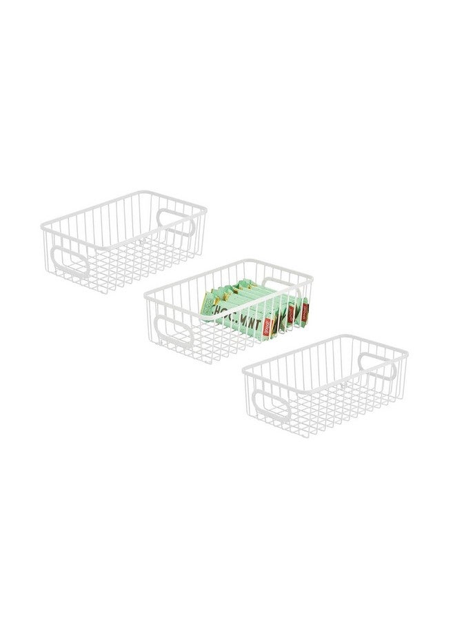 Go Hooked Multipurpose 10" Metal Bathroom Storage Organizer Basket Bin - Modern Wire Grid Design - for Organization in Cabinets, on Countertops, Bedroom, Kitchen, Bathroom, Garage (Pack of 3, White) - Image 1