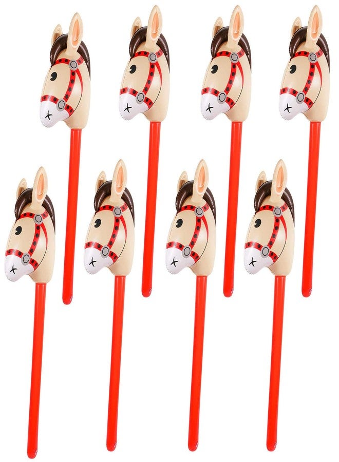 JOLLYSTYLE 8PCS Inflatable Stick Horse - Pony/Christmas/Western Cowboy/Horse Baby Shower Birthday Party Decorations Supplies Favors Inflatable Horse Head Costume Stick (37 Inches) - Image 1