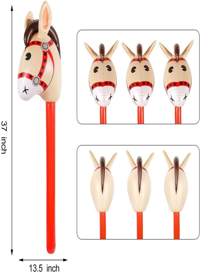 JOLLYSTYLE 8PCS Inflatable Stick Horse - Pony/Christmas/Western Cowboy/Horse Baby Shower Birthday Party Decorations Supplies Favors Inflatable Horse Head Costume Stick (37 Inches) - Image 2