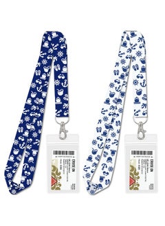 Cruise On Cruise Lanyard Must Have Accessories For Ship Cards [2Pack] In 2024 & 2025 Cruise Lanyards With Id Holder Key Card Detachable Badge & Waterproof Ship Card Holders (Navy Blue & White)  - Image 1