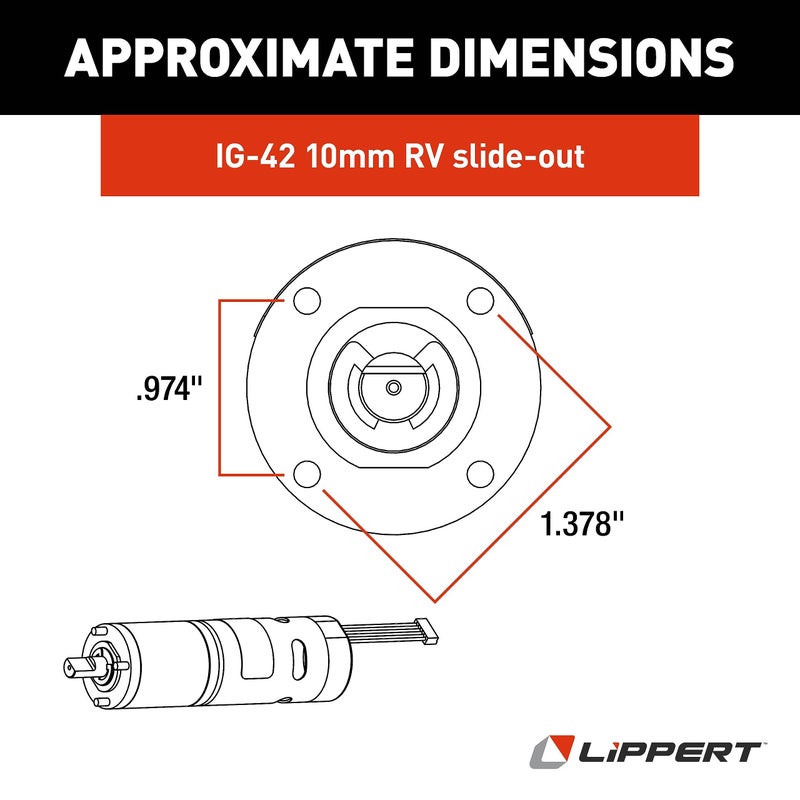 Lippert Components Lippert Replacement IG-42 10-Millimeter In-Wall RV Slide-Out Motor Assembly, 300:1 Ratio, Improved Function for Slide-outs, Easy, DIY Installation, Exact-Match Component - 236575  - Image 4