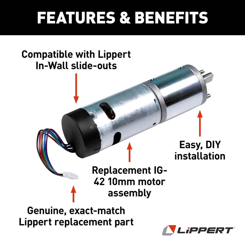 Lippert Components Lippert Replacement IG-42 10-Millimeter In-Wall RV Slide-Out Motor Assembly, 300:1 Ratio, Improved Function for Slide-outs, Easy, DIY Installation, Exact-Match Component - 236575  - Image 5
