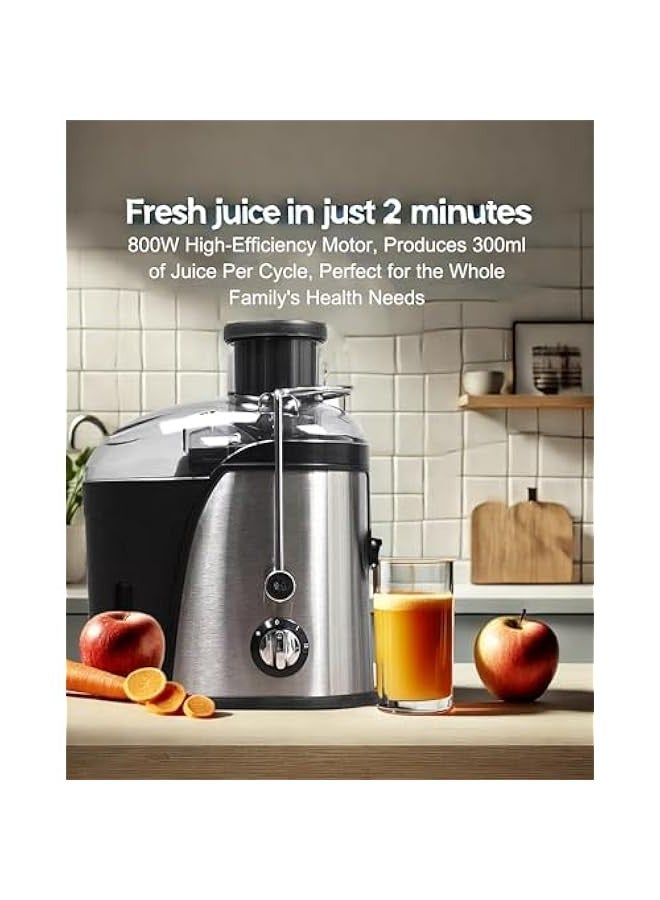 بيوينتي عصارة صغيرة عالية الكفاءة 800 واط متعددة السرعات من اليسم، عصارة فواكه وخضروات سريعة لنمط حياة صحي، سهلة التنظيف، ستانلس ستيل، خالية من BPA (اسود) - Image 2