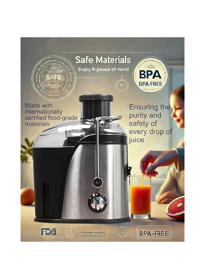 بيوينتي عصارة صغيرة عالية الكفاءة 800 واط متعددة السرعات من اليسم، عصارة فواكه وخضروات سريعة لنمط حياة صحي، سهلة التنظيف، ستانلس ستيل، خالية من BPA (اسود) - Image 5