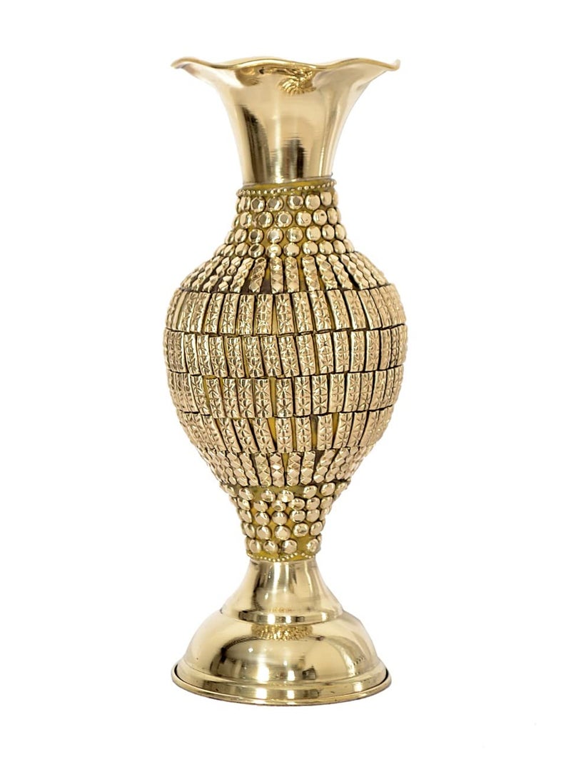 Skywalk Metal Flower Vase with Beads (25x10.5 cm, Gold) - Image 4